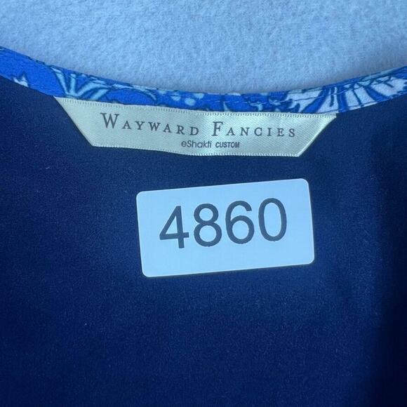 Wayward Fancies eShakti Custom Mini Dress Womens Small Floral Blue Wrap Belted - Picture 7 of 7